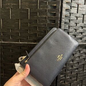 Coach Midnight Blue Leather Wristlet